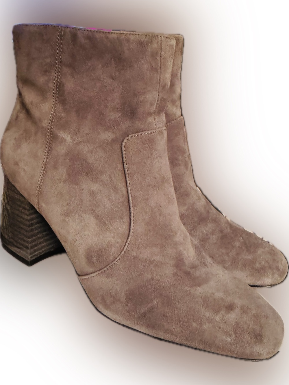 Nine West Taupe Suede Ankle Boots with Block Heel